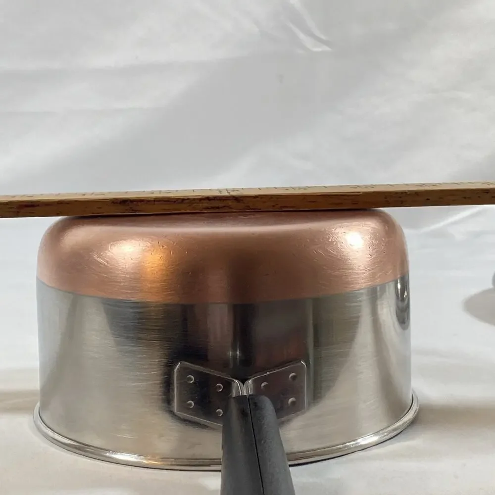 Revere Ware 1 Qt Copper Bottom Sauce Pan & Lid Stainless Steel pre1968 Riverside